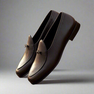 Ambrogio Bespoke Custom Black Full Grain / Leather Belgian Loafers (AMB1976)