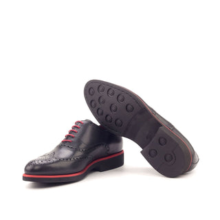 Ambrogio Bespoke Custom Black Leather Full Brogue Oxfords (AMB2118)