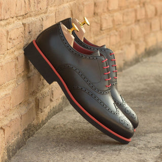 Ambrogio Bespoke Custom Black Leather Full Brogue Oxfords (AMB2118)