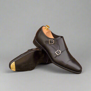 Ambrogio Bespoke Custom Black Leather Monk-Straps Loafers (AMB2006)