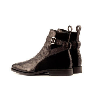 Ambrogio Bespoke Custom Black Ostrich / Suede Jodhpur Boots (AMB2170)
