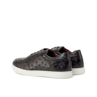 Ambrogio Bespoke Custom Black Ostrich Trainer Sneakers (AMB2209)