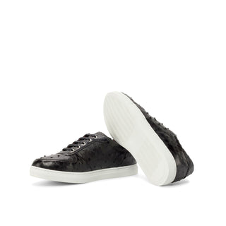 Ambrogio Bespoke Custom Black Ostrich Trainer Sneakers (AMB2209)