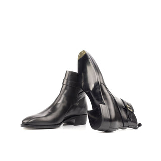 Ambrogio Bespoke Custom Black Polished Leather Jodhpur Boots (AMB1864)