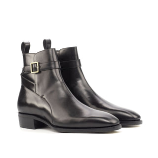 Ambrogio Bespoke Custom Black Polished Leather Jodhpur Boots (AMB1864)