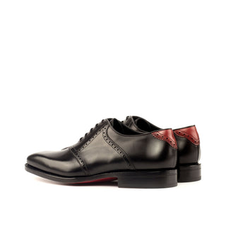 Ambrogio Bespoke Custom Black & Red Leather Saddle Oxfords (AMB1899)