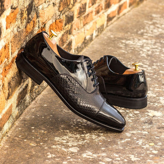 Ambrogio Bespoke Custom Black Snake-Skin / Patent Oxfords (AMB1901)
