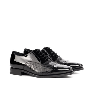 Ambrogio Bespoke Custom Black Snake-Skin / Patent Oxfords (AMB1901)