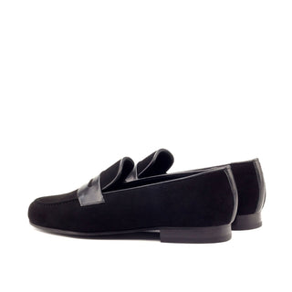 Ambrogio Bespoke Custom Black Suede Wellington Penny Loafers (AMB1977)