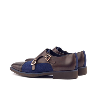 Ambrogio Bespoke Custom Blue Jeans & Brown Fabric / Leather Oxfords (AMB1894)