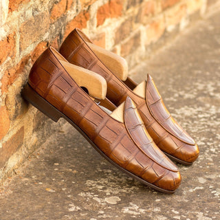 Ambrogio Bespoke Custom Brown Alligator Belgian Loafers (AMB2189)