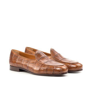 Ambrogio Bespoke Custom Brown Alligator Belgian Loafers (AMB2189)