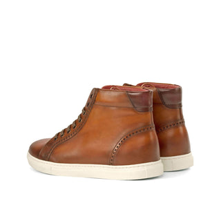 Ambrogio Bespoke Custom Brown & Burgundy Leather High-Top Sneakers (AMB1861)