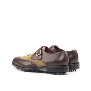 Ambrogio Bespoke Custom Brown & Camel Suede / Leather Monk Strap (AMB1862)