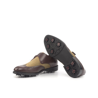 Ambrogio Bespoke Custom Brown & Camel Suede / Leather Monk Strap (AMB1862)