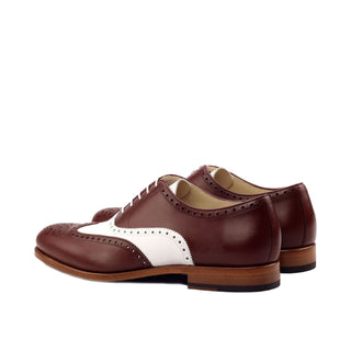 Ambrogio Bespoke Custom Brown & White Leather Full Brogue Oxfords (AMB2113)