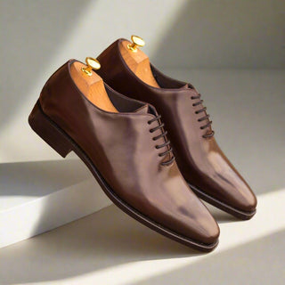Ambrogio Bespoke Custom Burgundy Cordovan Leather Whole-Cut Oxfords (AMB1971)