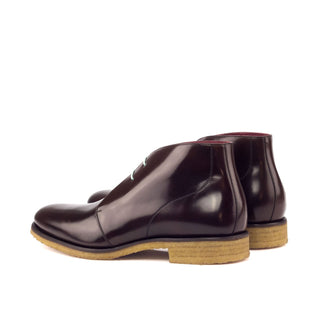 Ambrogio Bespoke Custom Dark Brown Polished Leather Chukka Boots (AMB1932)