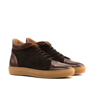 Ambrogio Bespoke Custom Dark Brown Suede / Leather High-Top Sneakers (AMB2002)