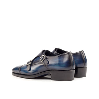 Ambrogio Bespoke Custom Denim Patina Leather Monk-Straps Loafers (AMB1965)