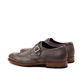 Ambrogio Bespoke Custom Gray Full Grain Leather Monk Strap (AMB1923)