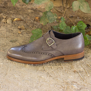 Ambrogio Bespoke Custom Gray Full Grain Leather Monk Strap (AMB1923)