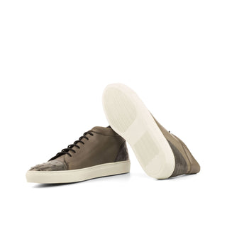 Ambrogio Bespoke Custom Gray Ostrich / Leather Sneakers (AMB1933)