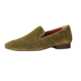 Ambrogio Bespoke Custom Khaki Velvet Drake Loafers (AMB1979)