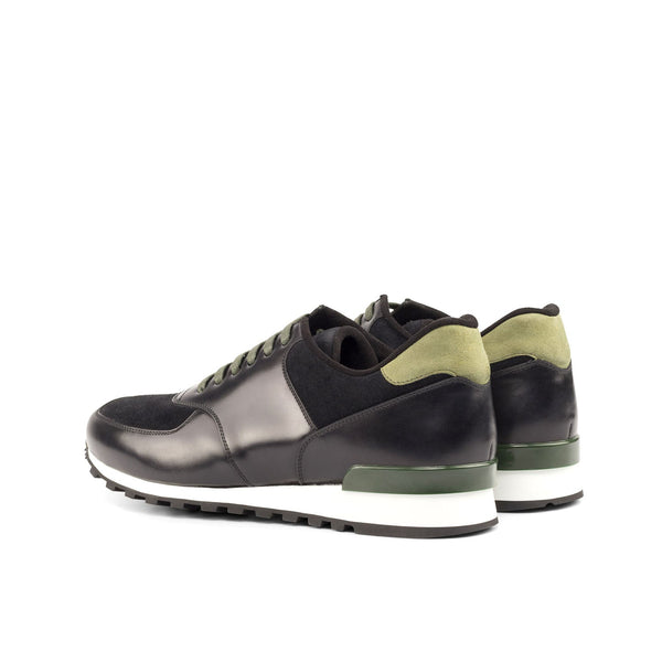 Ambrogio Bespoke Custom Men's Shoes Black & Khaki Suede / Calf-Skin Leather Jogger Sneakers (AMB2106)-AmbrogioShoes