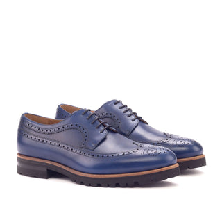 Ambrogio Bespoke Custom Navy Leather Wingtip Oxfords (AMB1892)