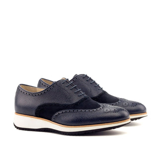 Ambrogio Bespoke Custom Navy Suede / Full Grain Leather Brogue Oxfords (AMB1891)