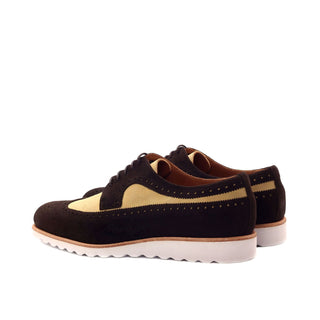 Ambrogio Bespoke Custom Sand & Dark Brown Suede Longwing Blucher Oxfords (AMB2132)