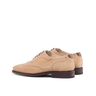 Ambrogio Bespoke Custom Taupe & Dark Brown Crocodile Embossed / Suede Whole-Cut Oxfords (AMB1889)