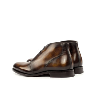 Ambrogio Bespoke Custom Tobacco Crust Patina Leather Chukka Boots (AMB1937)