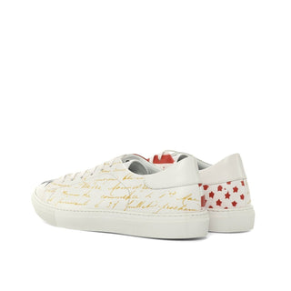 Ambrogio Bespoke Custom White Leather Stencil Trainer Sneakers (AMB2222)