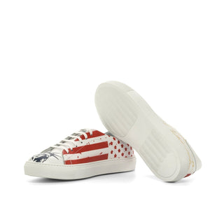 Ambrogio Bespoke Custom White Leather Stencil Trainer Sneakers (AMB2222)