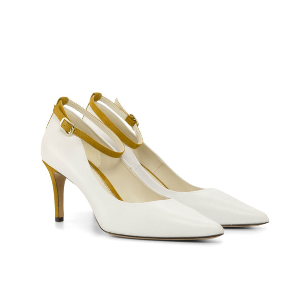 Ambrogio Bespoke Custom Women's Shoes White & Sand Dessert Nappa Kaiser / Italian Suede Leather Florence Pump (AMBW1120)-AmbrogioShoes