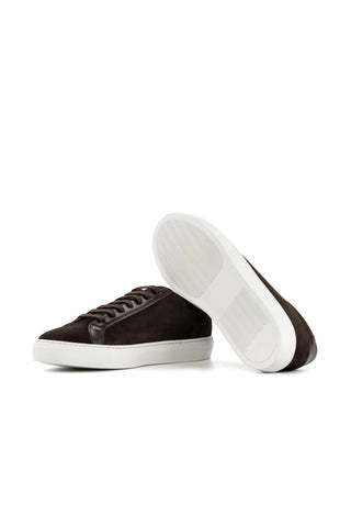 Ambrogio Bespoke Dark Brown Suede Low Top Sneakers (AMB2523)-AmbrogioShoes