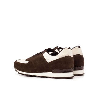 Ambrogio Bespoke Dark Brown & White Suede Jogger Sneakers (AMB1851)