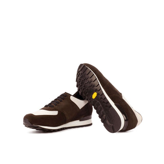 Ambrogio Bespoke Dark Brown & White Suede Jogger Sneakers (AMB1851)