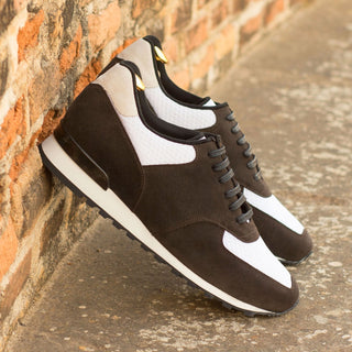 Ambrogio Bespoke Dark Brown & White Suede Jogger Sneakers (AMB1851)