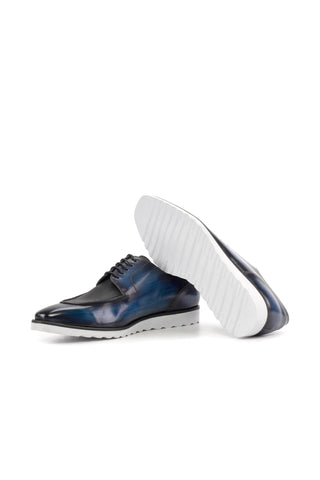 Ambrogio Bespoke Denim Patina Leather Derby Split Toe Oxfords (AMB2509)-AmbrogioShoes