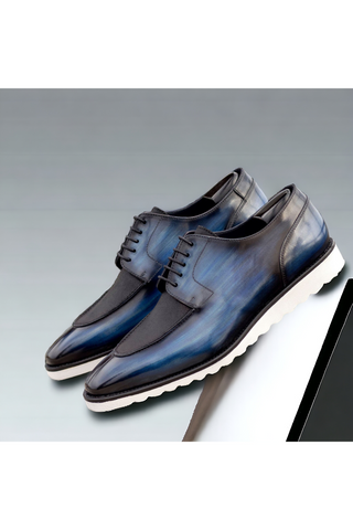 Ambrogio Bespoke Denim Patina Leather Derby Split Toe Oxfords (AMB2509)-AmbrogioShoes