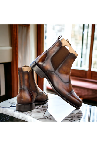Ambrogio Bespoke Fire Patina Leather Chelsea Boots (AMB2487)-AmbrogioShoes