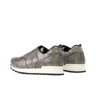 Ambrogio Bespoke Gray Alligator Casual Jogger Sneakers (AMB2275)