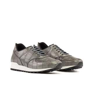 Ambrogio Bespoke Gray Alligator Casual Jogger Sneakers (AMB2275)