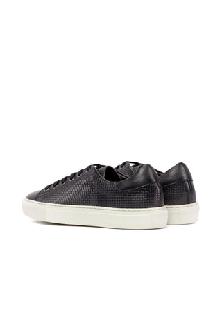 Ambrogio Bespoke Gray Calf-Skin / Woven Leather Trainer Sneakers (AMB2482)-AmbrogioShoes