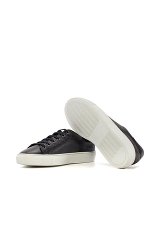 Ambrogio Bespoke Gray Calf-Skin / Woven Leather Trainer Sneakers (AMB2482)-AmbrogioShoes