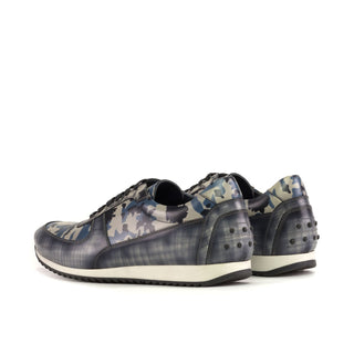 Ambrogio Bespoke Gray & Denim Patina Leather Corsini Sneakers (AMB2475)
