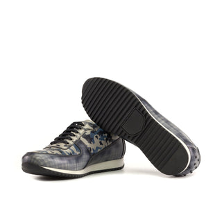 Ambrogio Bespoke Gray & Denim Patina Leather Corsini Sneakers (AMB2475)
